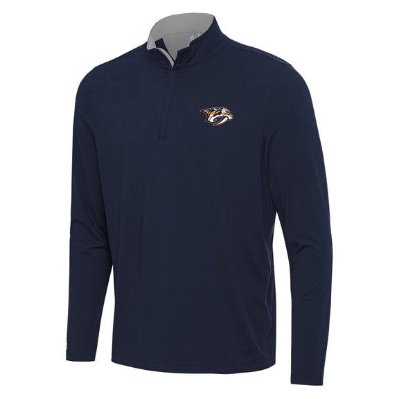 Men's Antigua Navy/Gray Nashville Predators Content Quarter-Zip Pullover Top