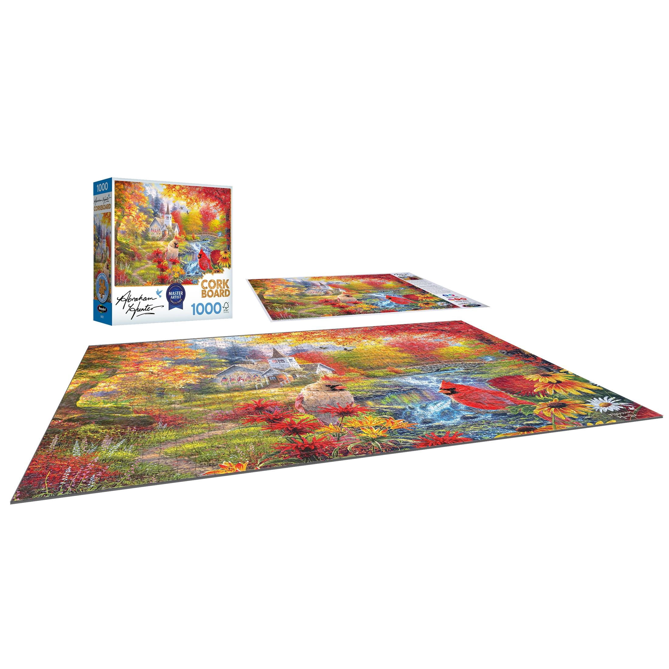 RoseArt Abraham Hunter 1000-Piece Secluded Church In Fall Cork Adult Interlocking Jigsaw Puzzle