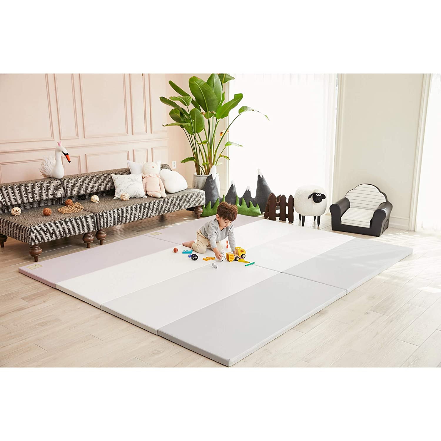 SG size 240x140 cm Certified Non Toxic ALZIP Dust Zero Baby Play Mat Tummy time and Noise Reduction Thick and Large Perfect for Crawling Dust Zero: Urban Grey 