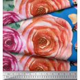 thumbnail image 2 of Soimoi Poly Georgette Fabric Leaves & Rose Flower Printed Fabric 1 Yard 42 Inch Wide, 2 of 3