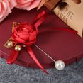 thumbnail image 3 of Simulación de flor de Rosa, ramillete de boda Artificial, accesorios de flores para muñeca de dama de honor, suministros de 2 uds., ramillete rojo sin cinta con nombre, 3 of 8