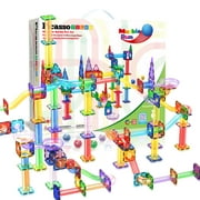 PICASSO-TILES Marble Run Magnetic Tiles for Kids, 150PCS, Construction Magnet Tiles Race Track Building Blocks STEM Toy