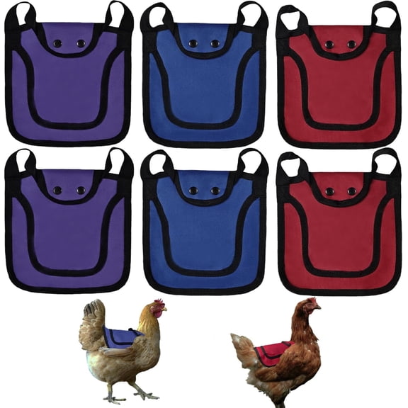 6 Pack Adjustable Chicken Saddles for Hens, Chicken Apron Feather Protector, Reusable Hen Saddle Sweater Protect Back & Side Feathers, Fit 5 to 7.6 Lbs Birds