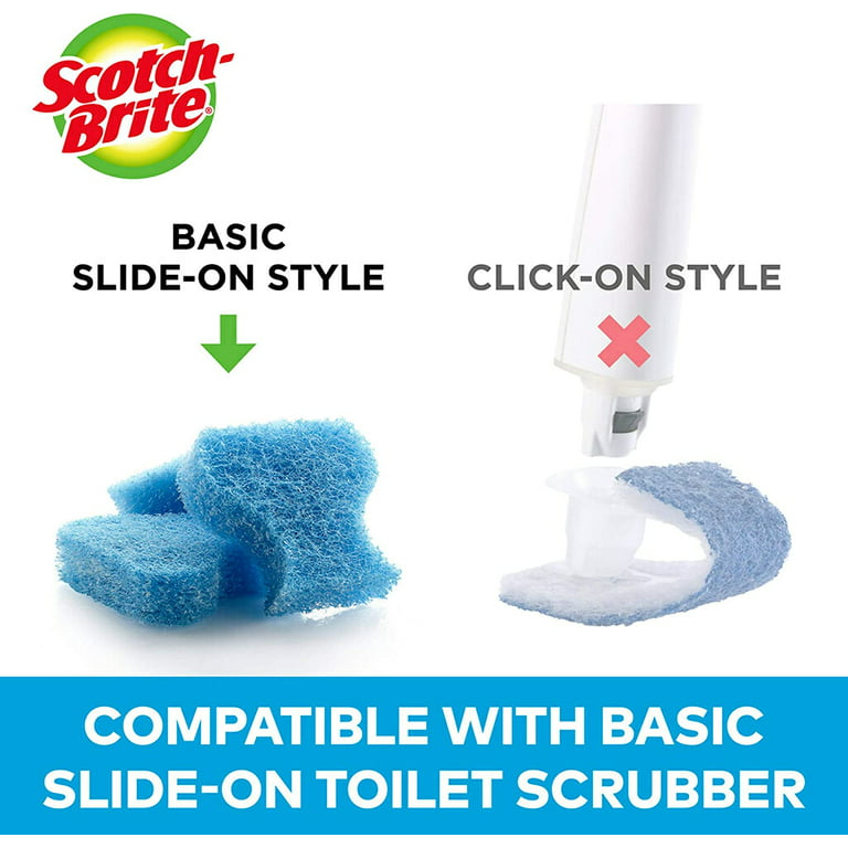 Toilet Scrubber Starter Kit, 1 Handle and 5 Scrubbers, White/Blue