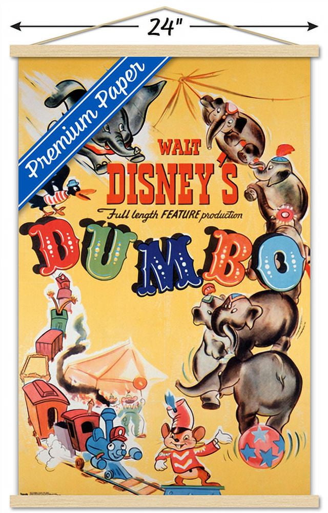 Disney Dumbo - Classic One Sheet Wall Poster with Wooden Magnetic Frame, 22.375" x 34"
