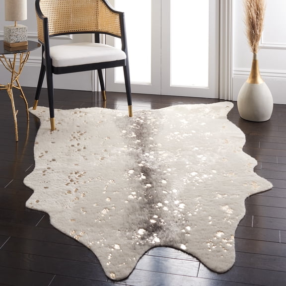 SAFAVIEH Faux Cow Hide Dalach Novelty Area Rug, Beige/Grey, 6' x 8'