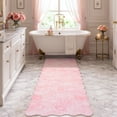 thumbnail image 3 of Moynesa 2'x6' Scalloped Floral Runner Rug, Washable Cottage Boho Accent Rug for Girls Bedroom Laundry Room ‎Bathroom Hallway Soft Low Pile Non Slip, Dusty Blush, 3 of 11