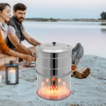 Portable Smokeless Barbecue Charcoal Barrel Grill Large Portable Charcoal Grills Stainless Steel 360° Smokeless Outdoor Barbecue Grill with Multiple Clips Outdoor Barbecue Grill for Travel