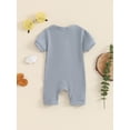 thumbnail image 4 of Caoirhny Newborn Baby Short Sleeve Romper Knit Ribbed Solid Color Cotton Jumpsuits One Piece O-Neck Button Pajamas Playsuit, 4 of 8