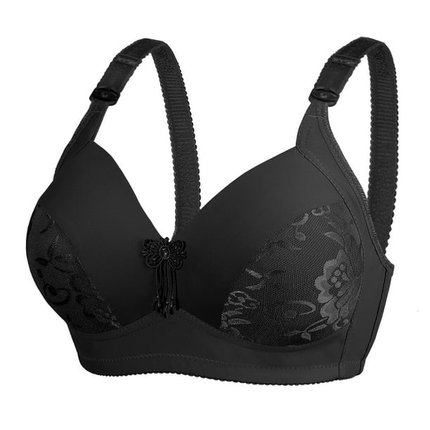 Gibobby Sujetador comodo y sexy de copa grande para mujer de edad media y avanzada sin anillo de Brasier sin varillas para mujer Negro 52 Walmart en linea