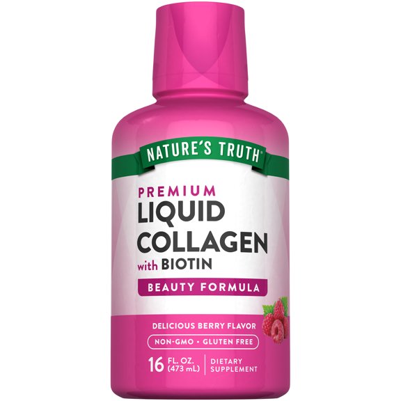 Liquid Collagen | 16 Fl Oz | with Biotin | Beauty Formula | Berry Flavor | by Nature's Truth