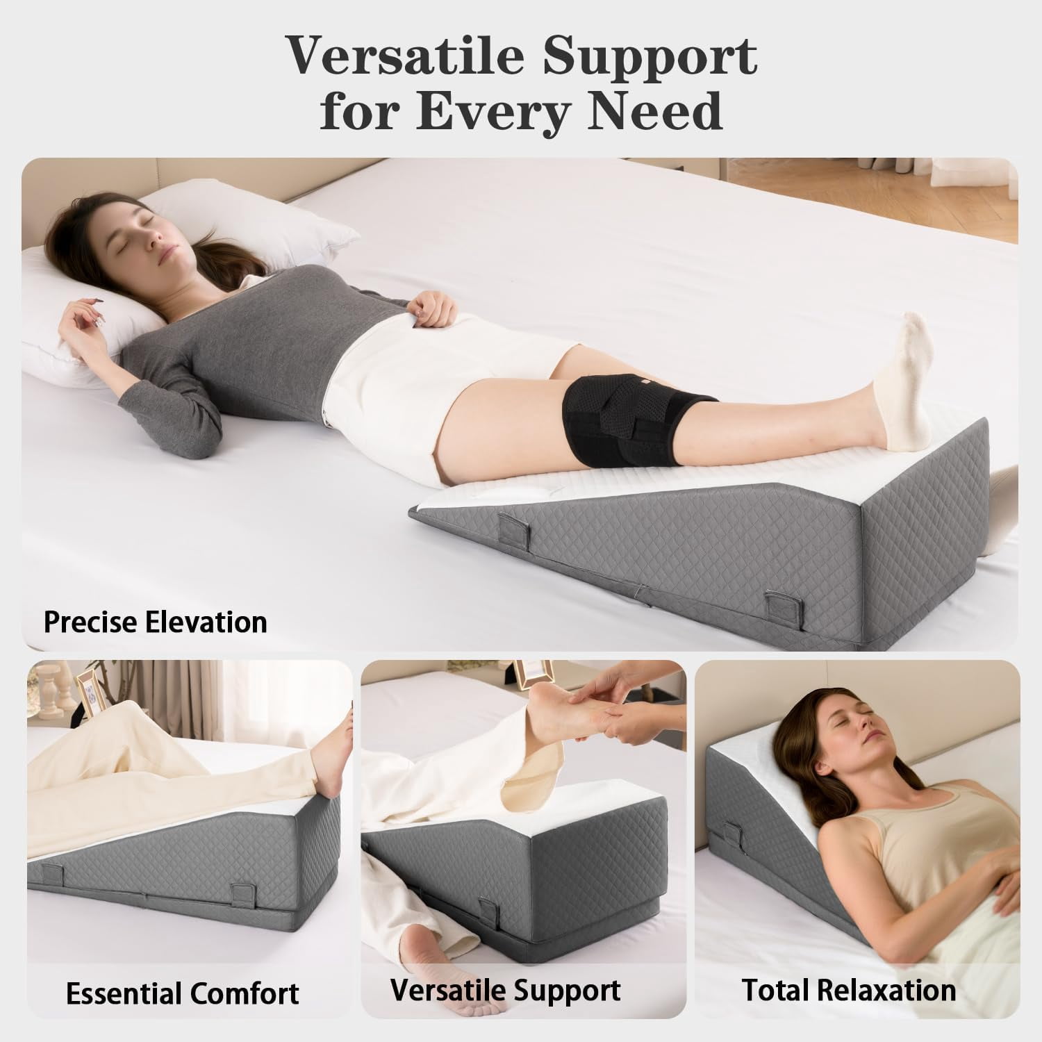 Leg Elevation Pillow for After Surgery – Adjustable Height Knee Surgery Recovery Leg Support Pillow, Designed for Knee Replacement Recovery, Single Leg Elevating Wedge
