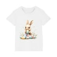 thumbnail image 5 of Riecok Striped Print Easter Bunny Shirt Toddler Boys Girls Short Sleeve Summer Clothes Boys or Girls Toddler T-Shirt 5 T White, 5 of 5