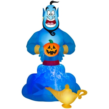 Gemmy Projection Airblown Inflatable Kaleidoscope Aladdin Genie Scene Disney (Blue), 8 ft Tall, Multicolored