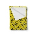 thumbnail image 2 of Yellow Bird Soft Flannel Fleece Throw Blanket, Bicolour Design Pattern of Silhouette Style Avian and Flower Petals, Cozy Plush for Indoor and Outdoor Use, 70" x 90", Yellow Indigo, by Ambesonne, 2 of 5