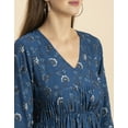thumbnail image 4 of Moomaya Women Printed Viscose Dress, Long Sleeves V-neck Short Length Summer Dress, 4 of 8