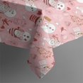 thumbnail image 4 of Pink Christmas Snowman Pattern Rectangle Tablecloth 60"x102",Waterproof Polyester Rectangle Table Cloth, Wipeable Spillproof Polyester Tablecloth for Dining, Camping, Indoor and Outdoor, 4 of 6