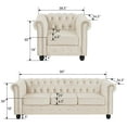 thumbnail image 3 of Morden Fort 2 Pieces Comfortable Modern Sofa Set with Thick Cushion, Chesterfield Sofa and Chair Set, Office, Apartment, Bedroom, Beige, 3 of 7