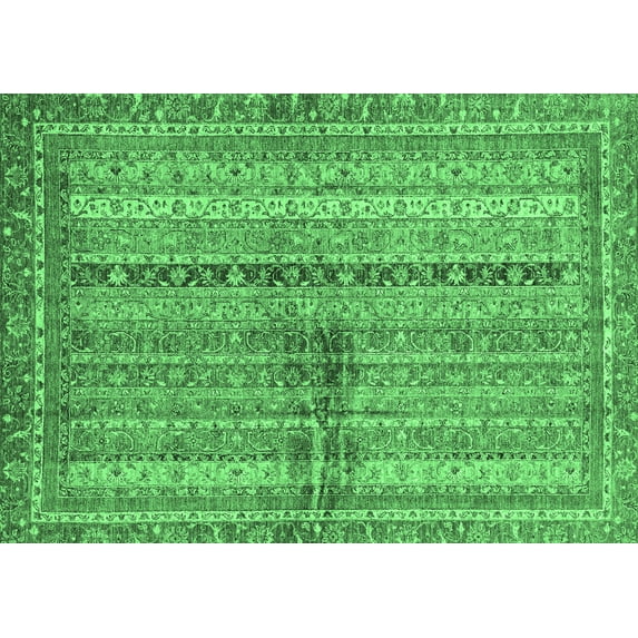 Ahgly Company Indoor Rectangle Oriental Emerald Green Modern Area Rugs, 6' x 9'