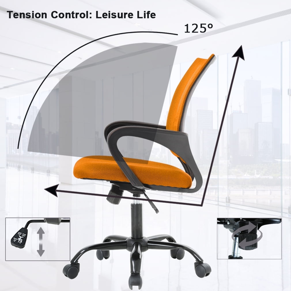 BestOffice Ergonomic Mesh Office Chair, Lumbar Support, Adjustable Height with Armrests for Adults, Teens, 2 Pack(Orange)