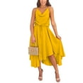 thumbnail image 1 of VISgogo Vestido largo holgado para mujer, color sólido, cuello en V, cordón en la cintura, sin mangas, vestido sin mangas VISgogo  moda, 1 of 4