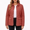 thumbnail image 7 of EOYWHK Puffer Jacket for Women Soft Warm Notch Collar Snap Button Solid Color Long Sleeve Winter Coats Red XL, 7 of 7
