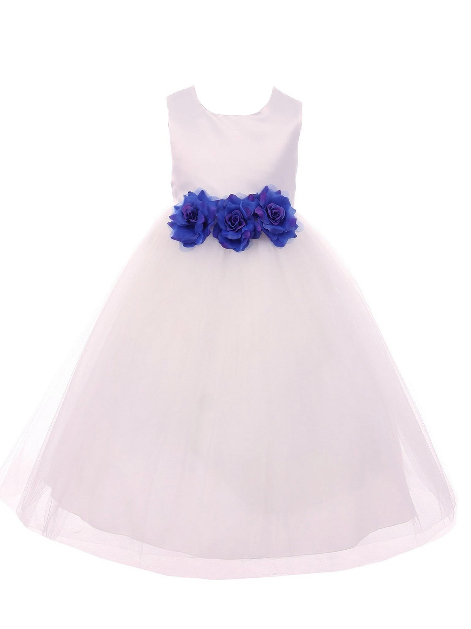 royal blue and white flower girl dresses