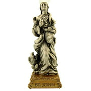 Pewter Saint St John The Evangelist Figurine Statue on Gold Tone Base, 4 1/2 Inch