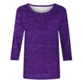 thumbnail image 5 of Aboser Hauts Pailletés pour Femmes Chemises de Soirée Imprimées à Paillettes Manches 3/4 Blouse Décontractée Chic Grande Taille Tunique Col Rond Confortable Manches Trois-Quarts Blouses, 5 of 5