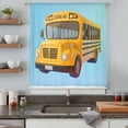 thumbnail image 5 of School Bus Sheer Curtains 84 Inches Long, Cartoon Funny Yellow Transportation Truck Blue Light Filering Curtains, Breathable Simi Curtain Privacy Drapes for Living Room Bedroom Window Treatment, 5 of 9
