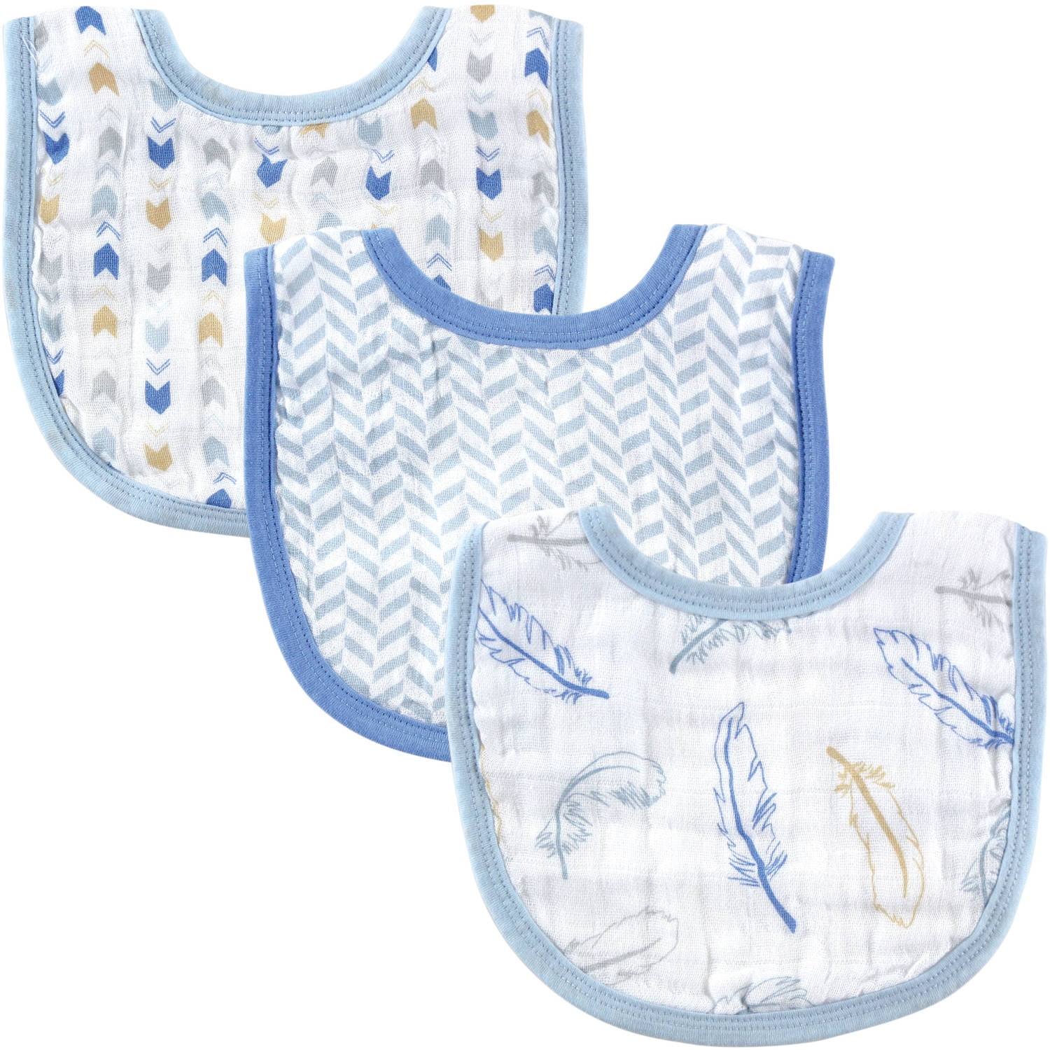 Hudson Baby Muslin Bib, 3pk, Multiple Co