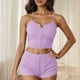 thumbnail image 1 of Conjunto de pijama de poliéster para mujer, de moda, de color liso, fino, holgado e informal, con camisetas sin mangas y pantalones cortos., 1 of 7