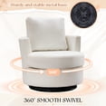 thumbnail image 3 of Muumblus Swivel Barrel Chair, Chenille Accent Armchair for Living Room Bedroom, Beige, 3 of 7