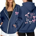 thumbnail image 1 of Sweat à Capuche Décontracté à Manches Longues avec Poche Zippée et Cordon de Serrage pour Femmes, 1 of 6