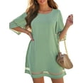 thumbnail image 2 of Women's Summer Casual Short Dresses Casual Mesh Panel Dress Size XL Granite Green, 2 of 9