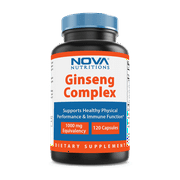 Nova Nutritions Ginseng Complex 1000 mg capsule - Made with Vitamin B12, Red Chinese Ginseng, Panax Ginseng Eleuthero Root, American Ginseng & Royal Jelly 120 Count