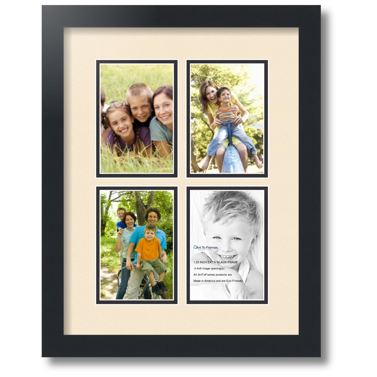 4x6 Openings with Satin Black Frame and Scotch Mist mat. ArtToFrames Collage Photo Frame Double Mat with 2-5x7 