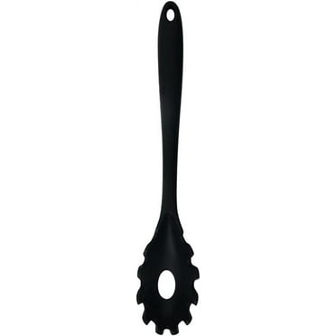 1-2 Pack Silicone Pasta Fork Heat Resistant Noodle Spaghetti Server Spoon (Black, 1 Pack)