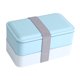 thumbnail image 3 of Fiambrera Bento de plástico de 900mL y 2 capas, contenedor de almacenamiento de alimentos con cuchara y palillos (azul), 3 of 8