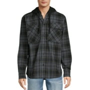 No Boundaries Men's and Big Men's Long Sleeve Hooded Flannel Shirt, Sizes up to 5X