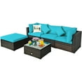 thumbnail image 5 of Patiojoy 4-Piece Outdoor Rattan Sectional Loveseat Couch Conversation Sofa Set with Storage Box &Coffee Table Turquoise, 5 of 5