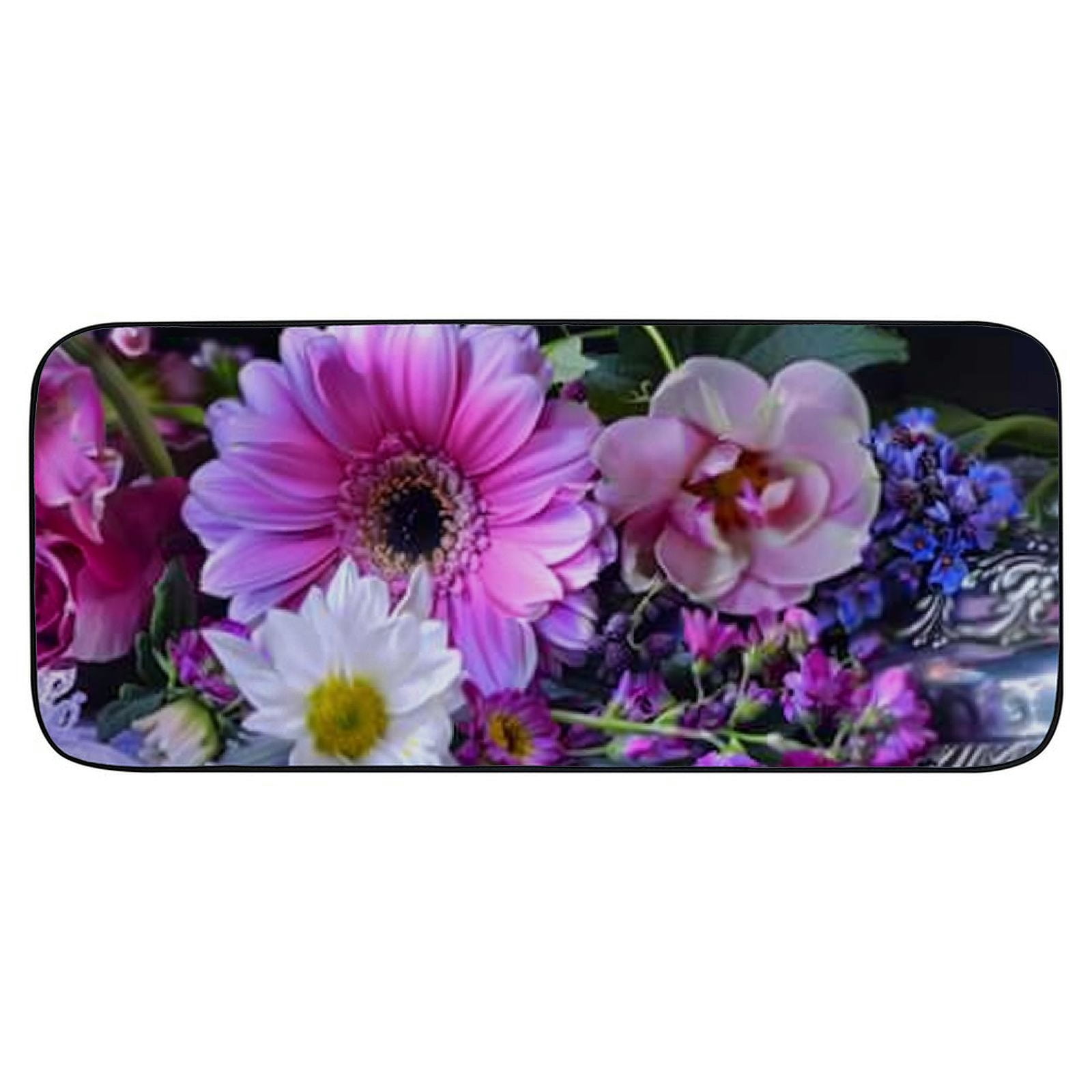 Heduofu Decorative Door Mat, Door Mat with Non-Slip Rubber Backing, Easy Cleaning, Traps Dirt, for Entry, Patio, Garage - Flower Gerbera Jasmin Pink Tender at Home Joy 19.68*47.24 in
