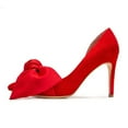 thumbnail image 3 of XYD Women Classic Pointed Closed Toe Pumps Oversized Satin Bowknot D'Orsay Stiletto High Heels Dress Bridal Shoes Size 6 Red, 3 of 4