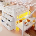 thumbnail image 6 of Harper & Bright Designs Twin Size Low Loft Bed with Storage Drawers and Shelves, Metal Loft Bed Frame with Storage Stairs and Lights, Light White, 6 of 12