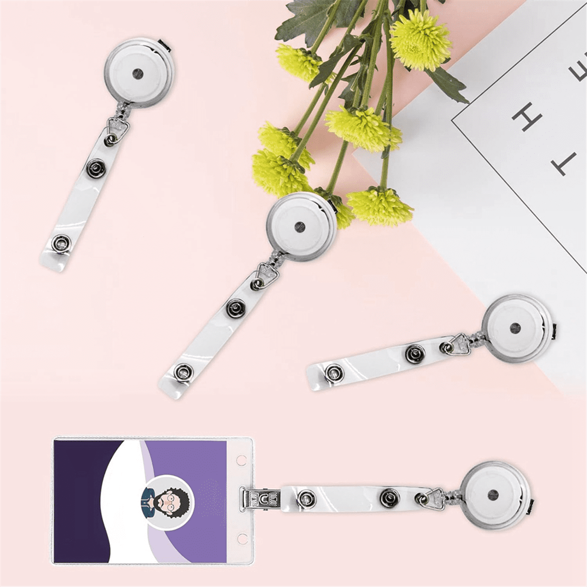 30Pc DIY Retractable Badge Holder Reels with Swivel Alligator Clip and Clear Circle Acrylic Sheet Badge Reel Blanks DIY