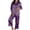 Z1-Purple, variant on Family Matching Halloween Satin Pajama Set, Classic Button Down Long Sleeve Design, Smooth Glossy Fabric Holiday Home Loungewear Women Satin Sleep Set