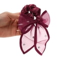 thumbnail image 4 of Unique Bargains 1 Pc Grace Rhinestones Bow Scrunchie Hair Elastic Band Wine Red, 4 of 5