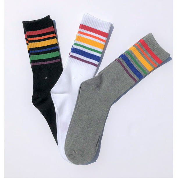 Sockbroker.com - Old School Rainbow Retro Striped Crew Socks For Men ...