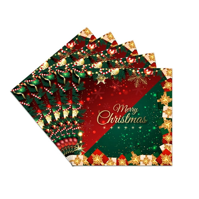 Kmbangi Green Christmas Party Decoration, Paper Plates Tissue Paper Tablecloth Disposable Tableware Set