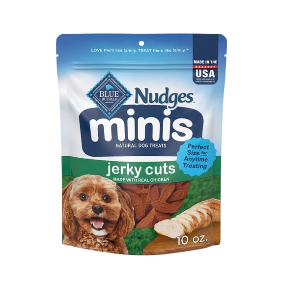 Blue Buffalo Nudges Minis Jerky Cuts Made with Real Chicken Natural Dog Treats, 10oz Bag